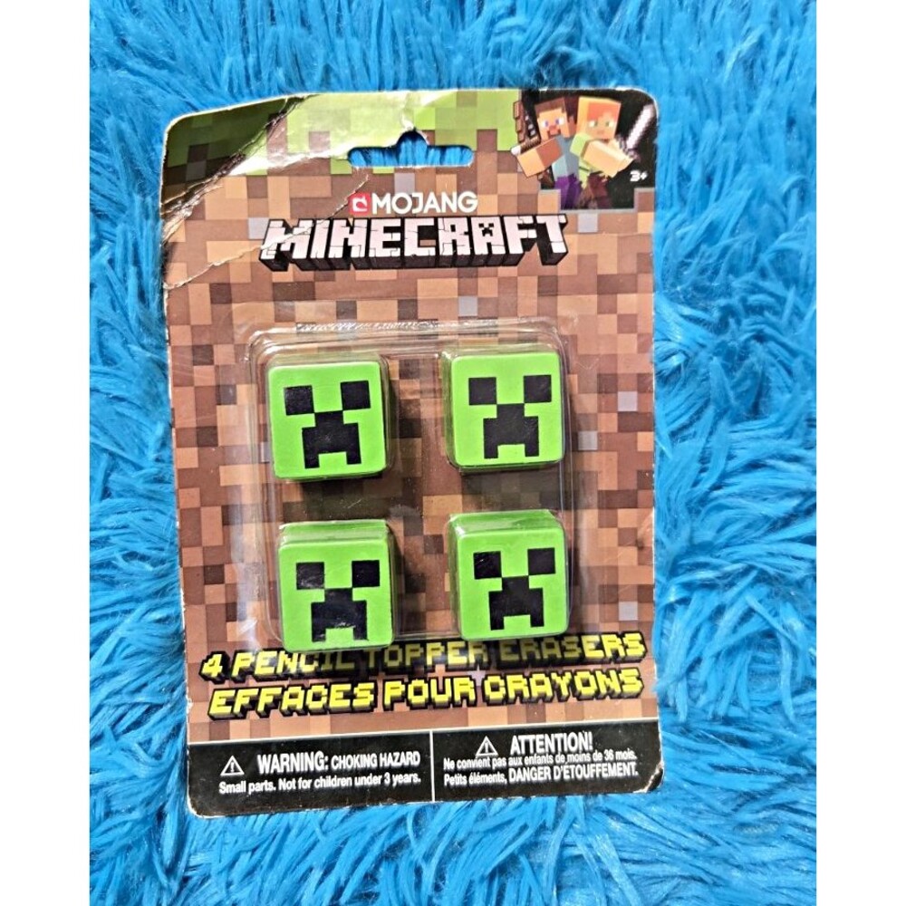 Unique Minecraft Creeper Pencil Topper Erasers 4 Pack Party Favors